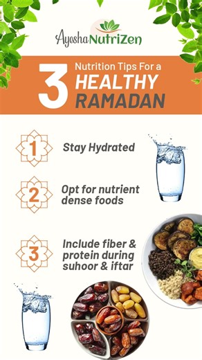 3 Nutrition Tips for a Healthy Ramadan | Stay Energetic All Day! #ayeshanutrizen #healthylifestyle