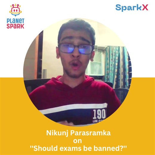 🤯 Should exams be banned? Some people argue that exams are a necessary tool to assess a student's knowledge and understanding of a subject. Others feel that exams put too much pressure on students and don't accurately reflect their abilities. Meet our Planetspark hero Nikunj as he took the challenge of sharing his thoughts on this controversial topic. Nikunj is taking public speaking classes from Planetspark and he is improving his public speaking day by day. His speech is the true testament of