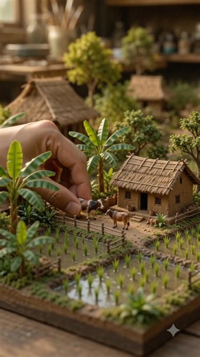 Mini diorama village 🤗 #miniature #nature #miniatureart #diorama