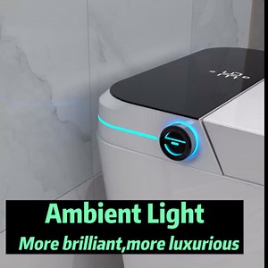 WinZo Elongated Smart Toilet With Bidet, Auto Open & Close, Auto Flush, Heated Seat, Warm Water and Dryer, LED Night Light, Side Knob, White with Grey Panel