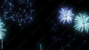 Green and blue fireworks explode on transparent background. For birthday firework, new year's eve firework, party firework, festival, anniversary firework, diwali firework, independence day firework. Stock Video