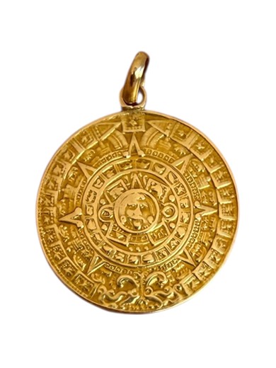 Vintage 14k Gold Aztec Calendar Medallion Coin Sun Stone Necklace Pendant Ancient Symbols Solar Cosmic Celestial Talisman - Etsy