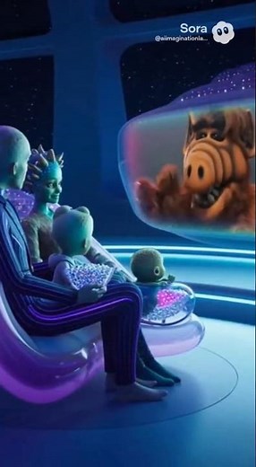 Futuristic Alien Family Watches Alf While The X-Files Stalk Outside | AI Imagination Lab