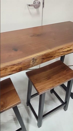 Walnut Live Edge Bar Table with Stools