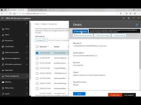 Microsoft 365 Email Quarantine Management