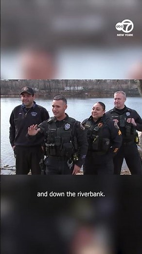 Pink poodle rescued by police officers after swimming in frigid river