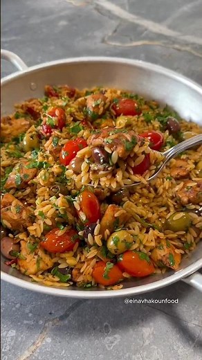 Easy Mediterranean orzo chicken dinner 😋