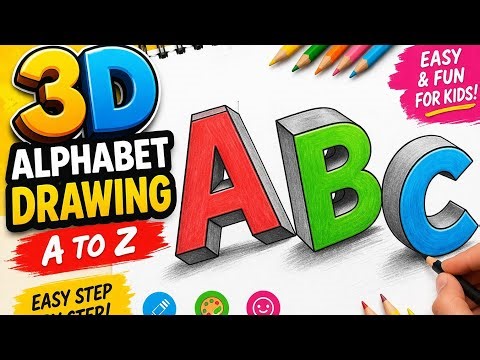 How to Draw 3D ABC | Step by Step 3D Alphabet Drawing