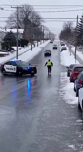 1.1M views · 979 reactions | Officer Slips on Black Ice as Cars Slide...