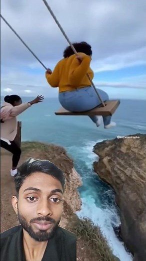 😱 Cliff Swing Disaster! Ocean Drop Caught on Camera #cliffswing #swingfail