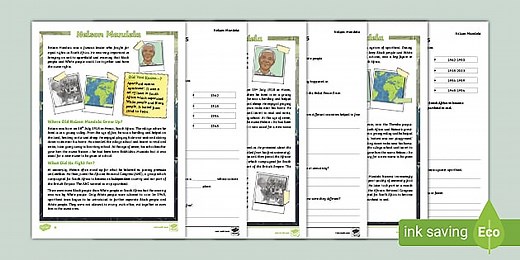 UKS2 Nelson Mandela Reading Comprehension Activity