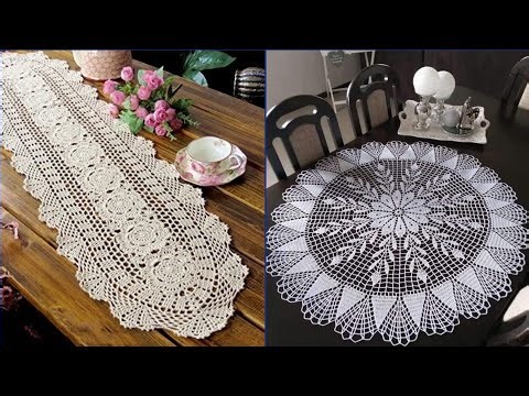 100 Square & Round Crochet Fillet Table Runner pattern ideas #diy #crochet #interior