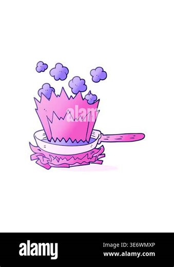 spinning motion animation of freehand drawn cartoon frying pan on fire Stock Video Footage - Alamy