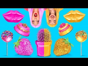 DÉFI GOURMAND DORÉ VS ROSE || Ne Manger Qu’une Couleur de Nourriture ! Mukbang par 123 GO! FOOD