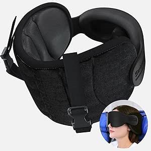 Amazon.com: SARISUN Travel Pillows for Airplanes, Airplane Pillow for Long Flight, Airplane Head Strap with Eye Mask for Sleep, Travel Neck Pillow for Car Road Trip, 360° Support Headrest, Stop Bobblehead, Black : Home & Kitchen