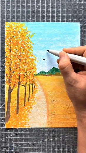 1.2M views · 6.1K reactions | Draw an autumn landscape with oil pastels – it's so easy! #Autumn #Drawing #fblifestyle #LandscapePainting #EasyToLearnSeries | Art, Crafts and Journals | Facebook