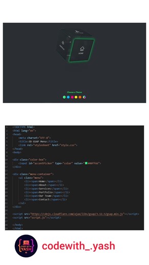 GSAP 3D Menu Animation That EVERY Dev Should Try!” #shorts