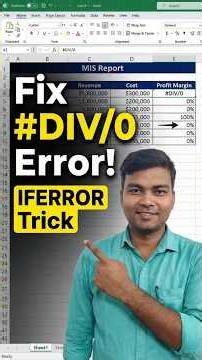 #DIV/0 Error Fix in Excel! IFERROR Trick ⚡ #exceltricks