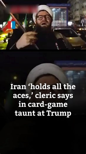 A Shia cleric, speaking at a rally of Islamic Republic supporters, used a card-game analogy to taunt Donald Trump, saying Iran “holds all the aces” and will beat his trump — despite gambling being strictly forbidden and considered a grave sin in Islam.
