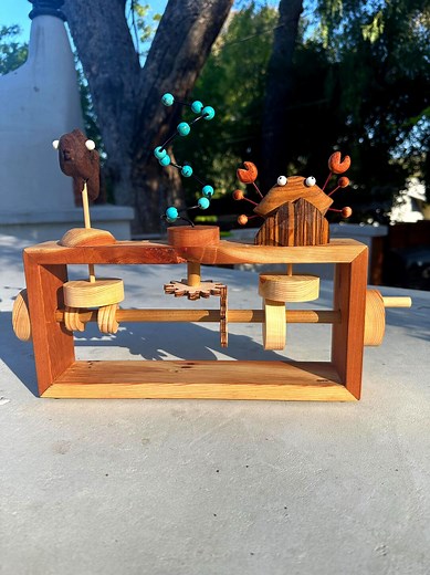 Under-the-sea Automaton Toy. Reclaimed Redwood. Manually Operated Mechanical Toy With a Swimming Fish, Swirling Bubbles, and a Hiding Crab. - Etsy