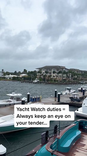 When on watch on the yacht, be sure to keep an eye on your tender, it could be getting damaged. 🚤 #yachtinglife #yachtworld #traveljob #yachting #jobtips #jobonayacht #jobideas #boatvideo #tornadowarning #hurricanian #boatdamage #yachtjob #howtopark #yachtdocking #yachts #boatjokes