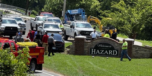 Crash damages Hazard welcome sign