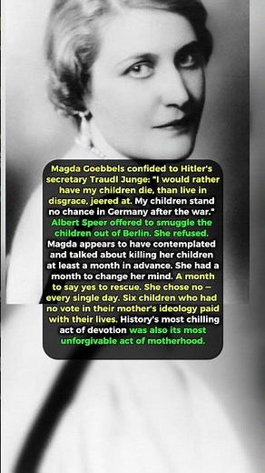 Why Magda Goebbels Killed Her 6 Children in Hitler’s Bunker. #history #viral #ww2