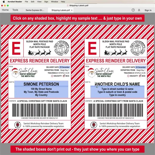 Santa Shipping Label Template: North Pole Mail Sticker (EDITABLE, DOWNLOAD) - Etsy