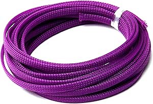 Othmro 16.4ft Length PET Flexible Braided Cable Sleeves 0.23in Width Wire Loom Sleeving and Organizers Flexible Wire Mesh Sleeves for TV Audio PC Computer Cords from Pet Chewing Purple