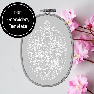 Whitework Crosshatch Flower Hand Embroidery Template - Instant Download - Etsy Canada