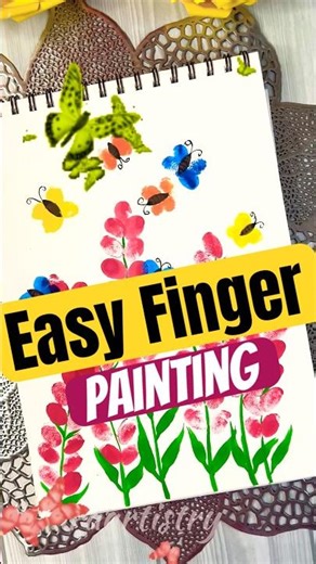Easy finger painting tutorial 🌸 #athiraartistry #shortsfeed #fingerpainting