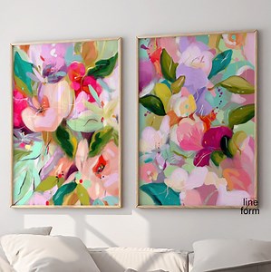 Floral Abstract Art Print Set of 2: Bright Colorful Modern Home Decor - Etsy