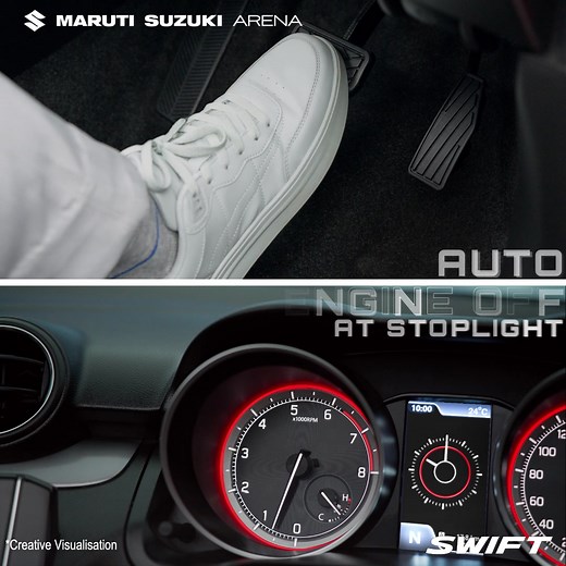 9.1K views · 252 reactions | The #New2021Swift features the advanced Idle Start-Stop Technology which automatically turns the engine on and off at any stoplight, helping you get the most out of every drive. #BeLimitless | Maruti Suzuki Arena | Facebook