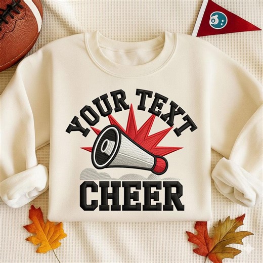 Custom Name Split Cheerleader Embroidery Designs, Pom Pom Megaphone Name Frame Embroidery File, Game Day Embroidery, Sport Cheerleading File - Etsy