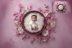 Pink Floral Newborn Backdrop: Studio Digital Photography (digital Download) - Etsy