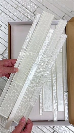 Pure Glass Mix Random Strip Mosaic Tile | Modern Light-Reflecting Backsplash Design!#edit #mosaictile #marble #glasstile #kitchen #backsplash #kitchenstyle #kitchendecor #bathroom #bathroomdecor #bathroomdesign #homedecor #houserenovation #homedesign #walltiles #floortile #tiletok