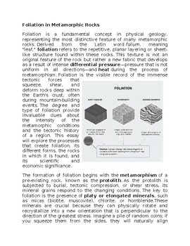 Foliation in Physical Geography Worksheet Sub-Plan - Classwork - Homework