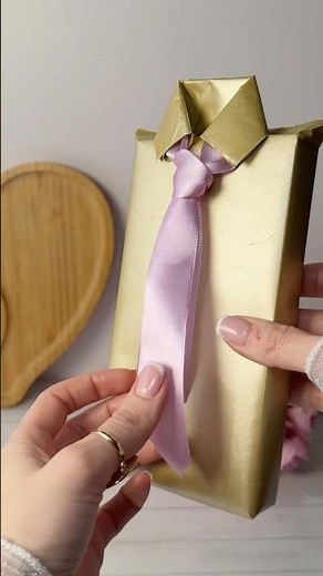 How to beautifully wrap a gift and make a tie from a ribbon 🎁✨