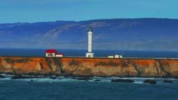 Point Arena Historic Landmark. Museum Lighthouse California aerial...