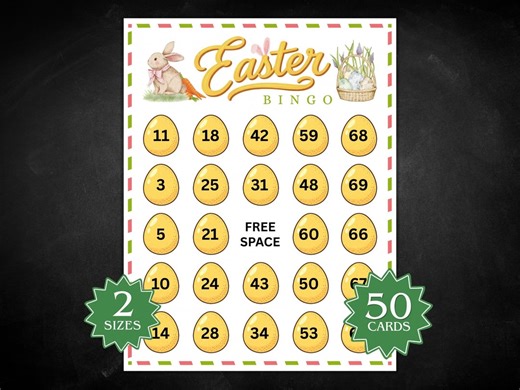 Easter Bingo Printable Game, Easter Party Game for Kids, 50 Bunny Bingo Cards, Easter Classroom Activity, Family Easter Game - Etsy Australia