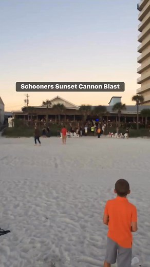 Boom! The Beach Comes Alive at Sunset! Every night at Schooners in Panama City Beach, the sky lights up with a sunset cannon blast—a one-of-a-kind tradition that beachgoers love to gather around for! It’s not just dinner with a view… it’s an experience. If you haven’t seen it yet, add it to your PCB bucket list—it’s a family favorite and a must-see moment while you’re here! #florida #ilovepanamacitybeach #vacation #travel #beachlife #gulfcoast #happy #share | Kelly Breedwell