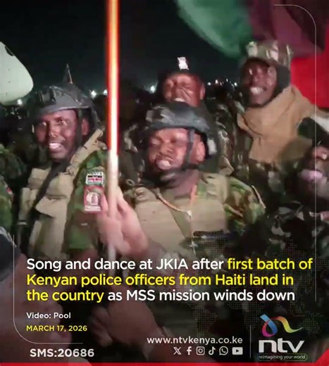 Song and dance at JKIA after first batch of Kenyan police officers from Haiti land in the country