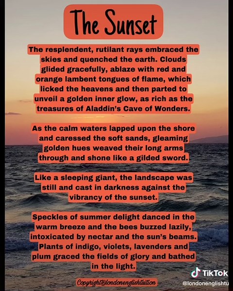 Creative Writing: Describing 'The Sunset' in English