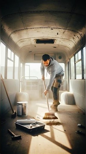 From Rusty Bus To Cozy Tiny Home | Man Relaxes On Bed Inside 🛋️