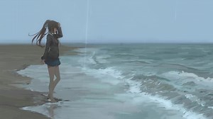 Monika Rainy Day At The Beach Doki Doki Literature Club! Live Wallpaper - MoeWalls
