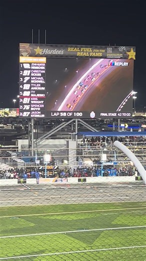 The replay of Carson Hocevar spin at Daytona International Speedway.