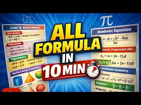 📘 Class 10th Maths All Formulas | Chapter Wise Important Formulas 🔥