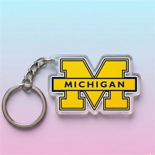 Michigan Wolverines Yellow Logo Keychain - University of Michigan Acrylic Charm - Go Blue Maize and Blue Keyring - College Graduation Gift - Etsy