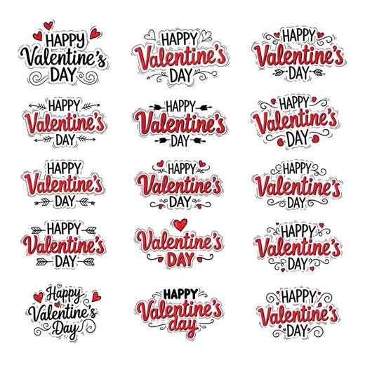 Happy Valentine’s Day Hand Lettering Bundle | Romantic Love Typography Set - Etsy