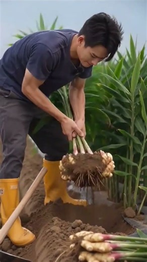 ​Mastering the Ginger Harvest: Traditional Hand-Digging Techniques #shorts
